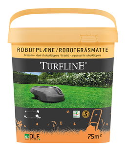Spand med Turfline græsfrø til robotplæne 75 m²