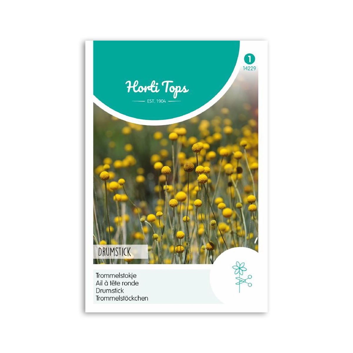 Horti Tops Drumstick blomsterfrø Pose med Horti Tops Drumstick blomsterfrø