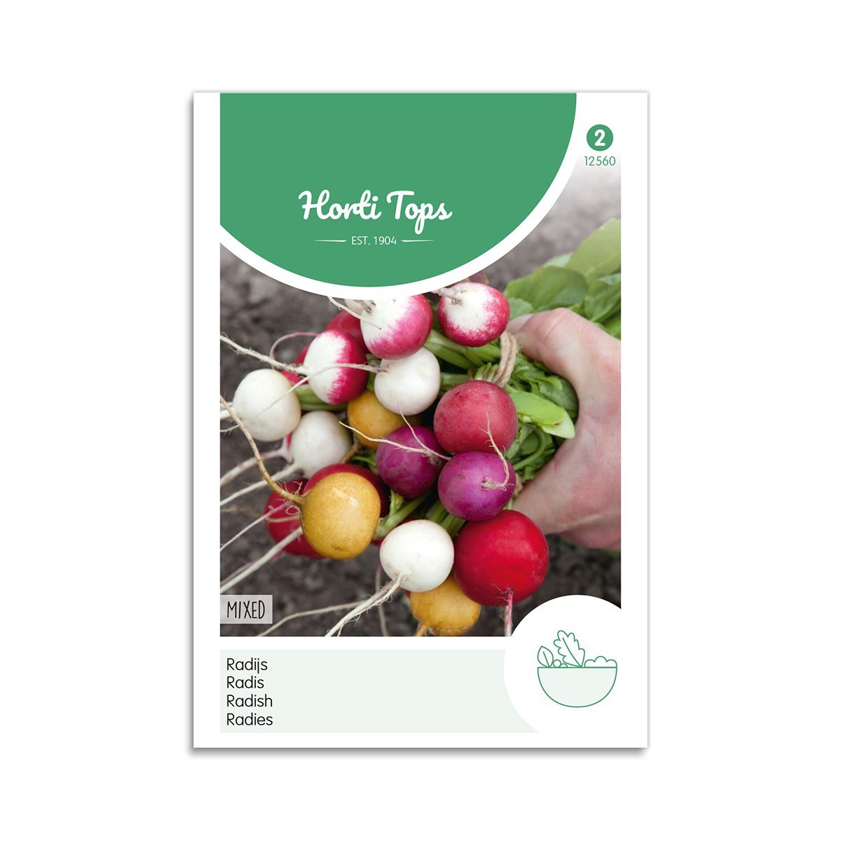 Horti Tops blandede radisefrø Pose med Horti Tops blandede radisefrø