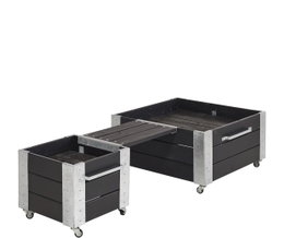 Modulær plantekasse i træ og metal på hjul Sort modul plantekasse i træ og metal med hjul