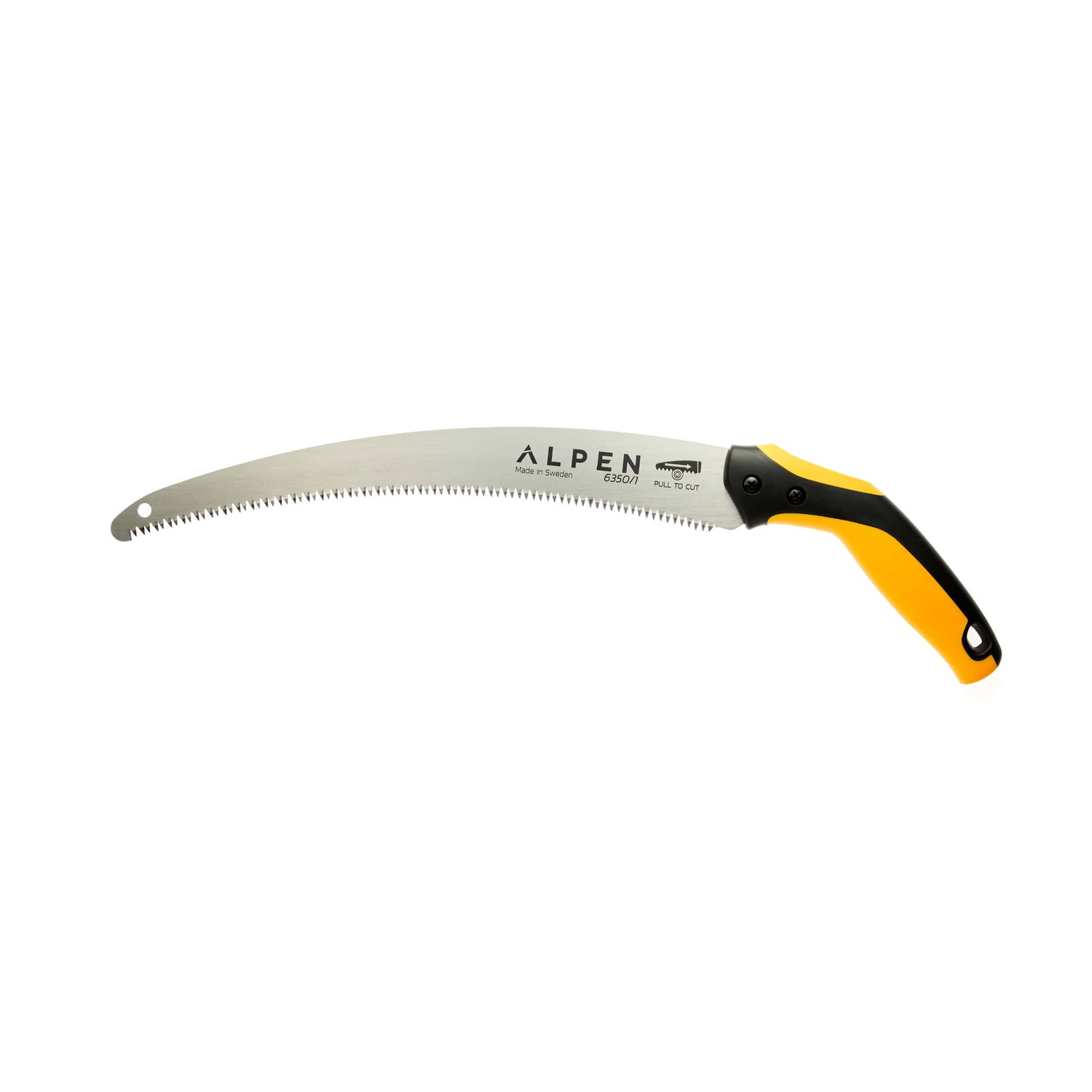 Alpen buesav med buet klinge og gult håndtag
