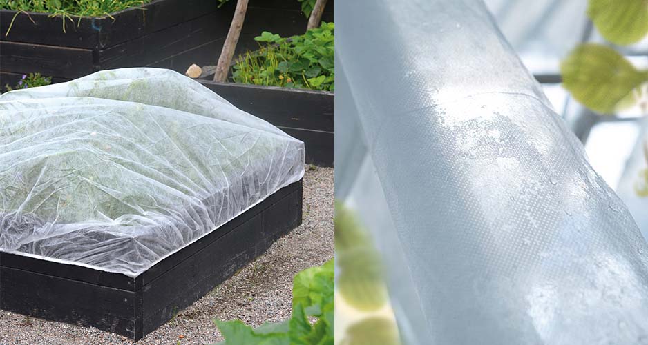 Fiberdug der beskytter planter i højbede