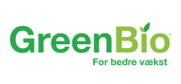 GreenBio logo med teksten "For bedre vækst" GreenBio logo i grønne bogstaver med et lille blad over bogstavet i og slagordet "For bedre vækst"