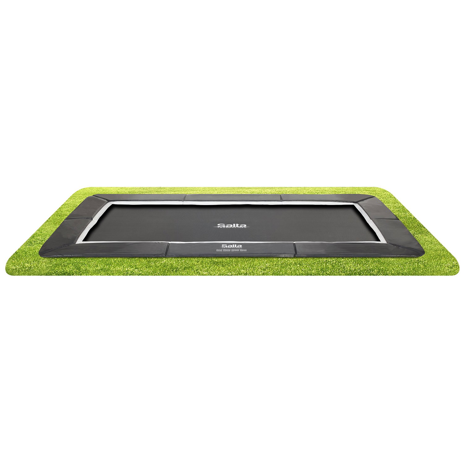 Sort Salta nedgravet rektangulær trampolin i græs