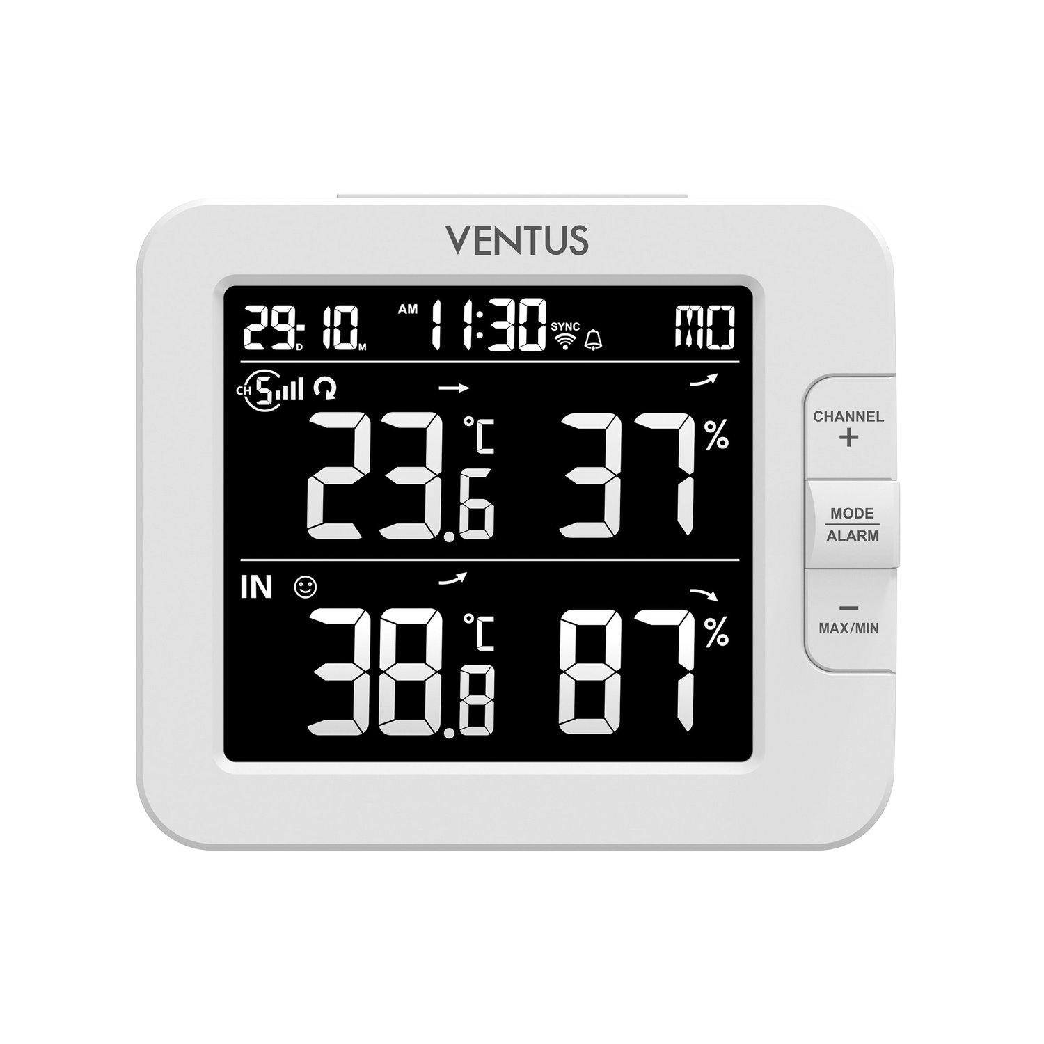 VENTUS digital inde- og ude-termometer VENTUS digital termometer og hygrometer hvid