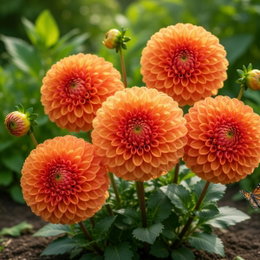 Økologisk Dahlia 'Sylvia' - 1 knold | Orange pompon-georgine fra Florex Orange pompon-dahlia 'Sylvia' i blomst på lange stængler, velegnet som snitblomst og bedkant. Økologisk georgineknold, 1 knold fra Florex