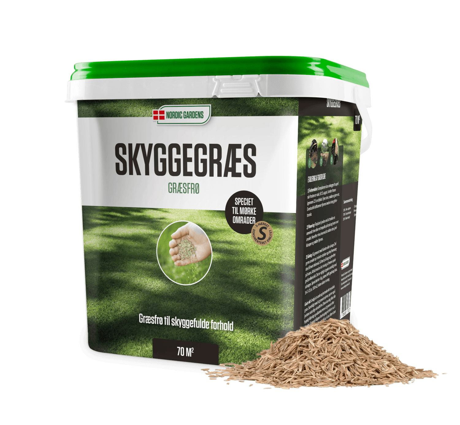 Spand med Nordic Gardens skyggegræs frø 70 m²
