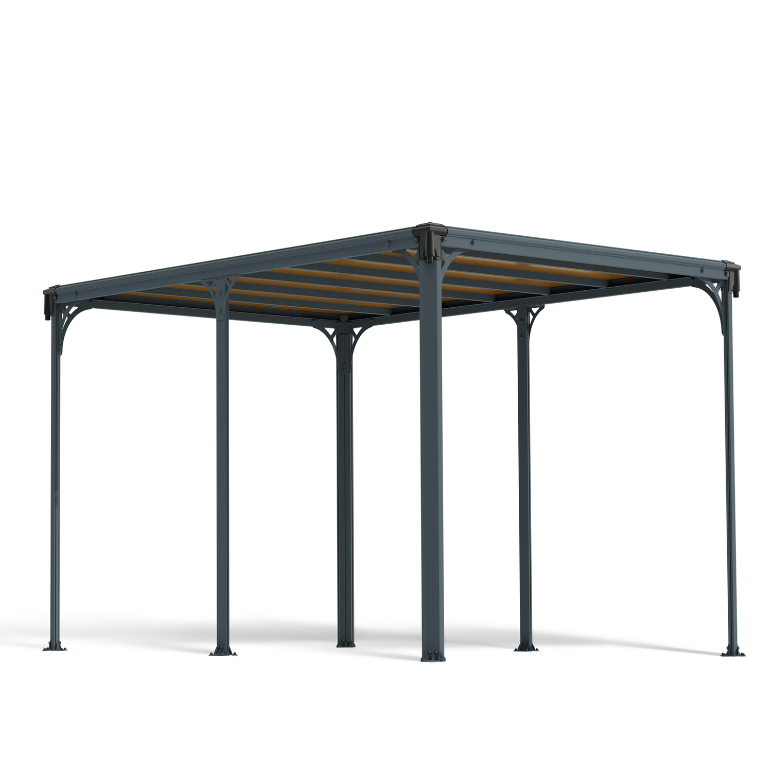 Moderne pergola i mørkegrå metal Stabil fritstående pergola i mørkegrå metal