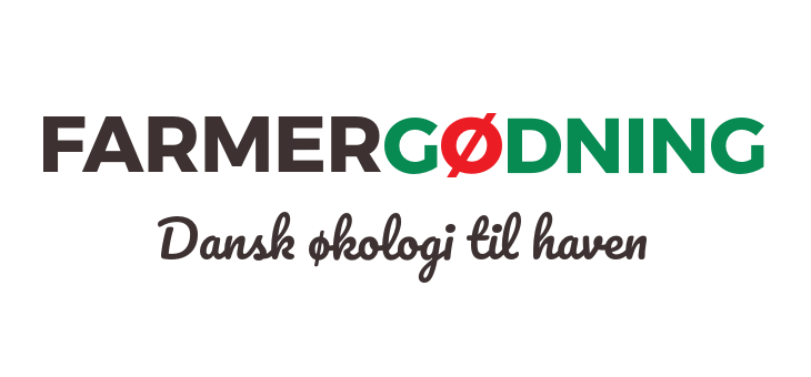 Farmergødning logo med farvet tekst og undertekst 'Dansk økologi til haven'