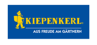 Kiepenkerl varemærkelogo i gult på blå baggrund med mottoet 'Aus Freude am Gärtnern'
