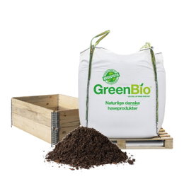 Bigbag GreenBio jord med højbed i træ