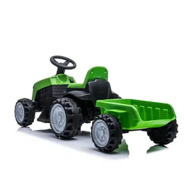 Eltraktor med trailer NORDIC PLAY Speed grøn – 1 x 7,4V motor, til børn 2–6 år Grøn eltraktor med trailer fra Nordic Play Speed, batteridrevet (1 x 7,4V), frem- og bakgear, plads til legetøj og op til 25 kg brugervægt – ideel til børn 2–6 år