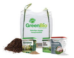 Sæt med GreenBio jord, plænegødning og havekalk