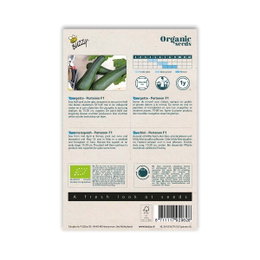 Økologiske courgettefrø Partenon F1 Bagside af pakke med økologiske courgettefrø