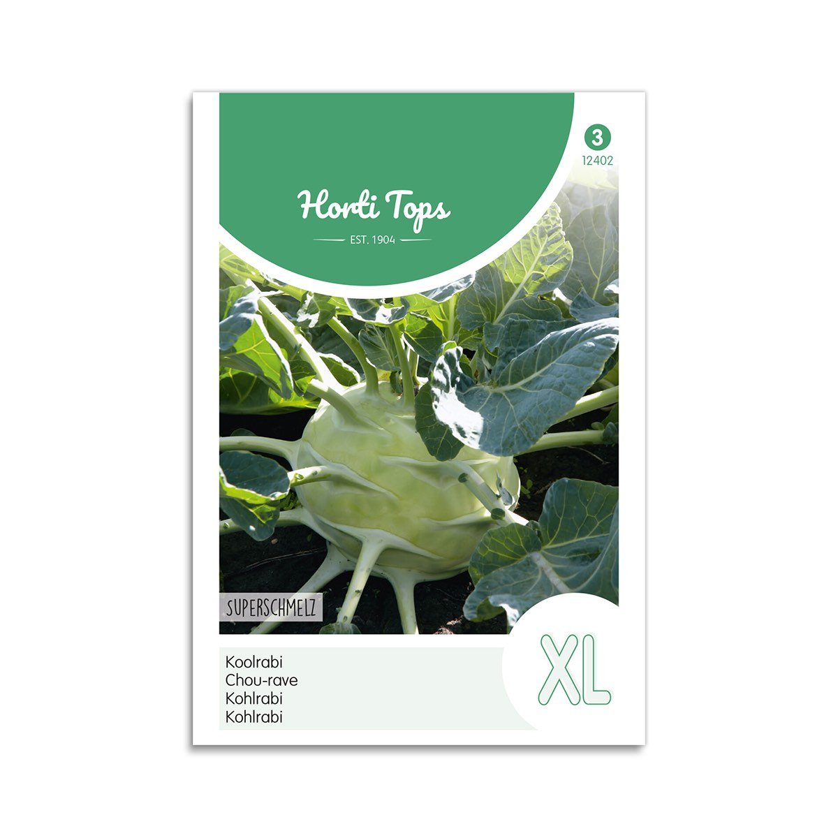 Horti Tops kålrabi Superschmelz frø XL Pose med Horti Tops Superschmelz kålrabifrø XL