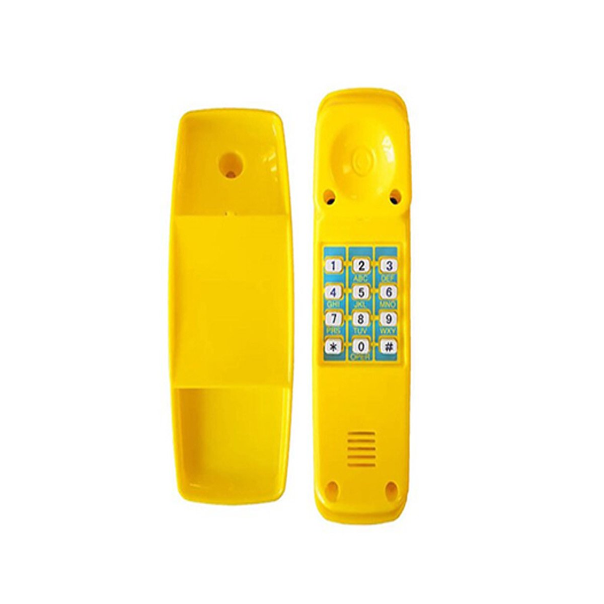 Gul vægtelefon med tastatur Gul fastnettelefon med numerisk tastatur