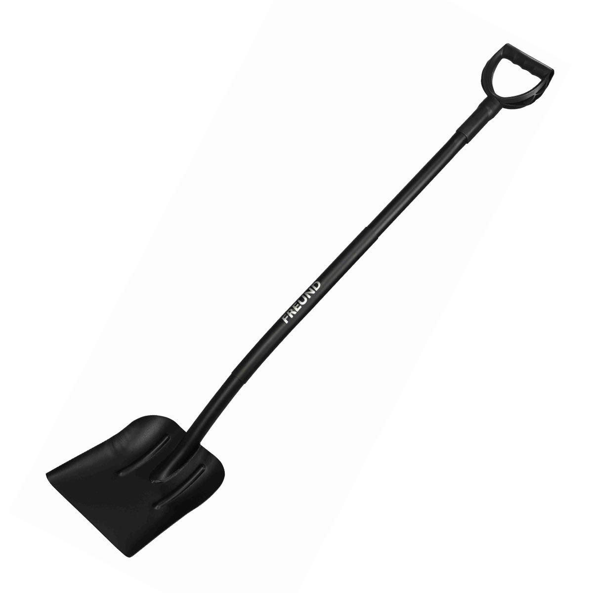 Freund Sandskovl – ribbeforstærket blad, ergonomisk D-greb, stålskaft 127 cm Freund Victoria sandskovl med ribbeforstærket skovlblad, solidt stålskaft og ergonomisk plast-D-greb, total længde 127 cm – ideel til flytning af sand, grus og løse materialer