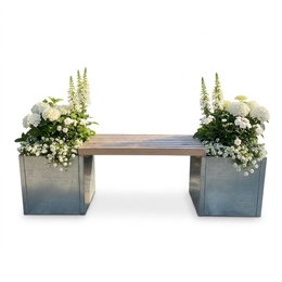Plantekasser med bænk i galvaniseret - 40 x 40 x 40 cm