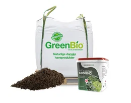 Stor sæk GreenBio jord og spand med gødning