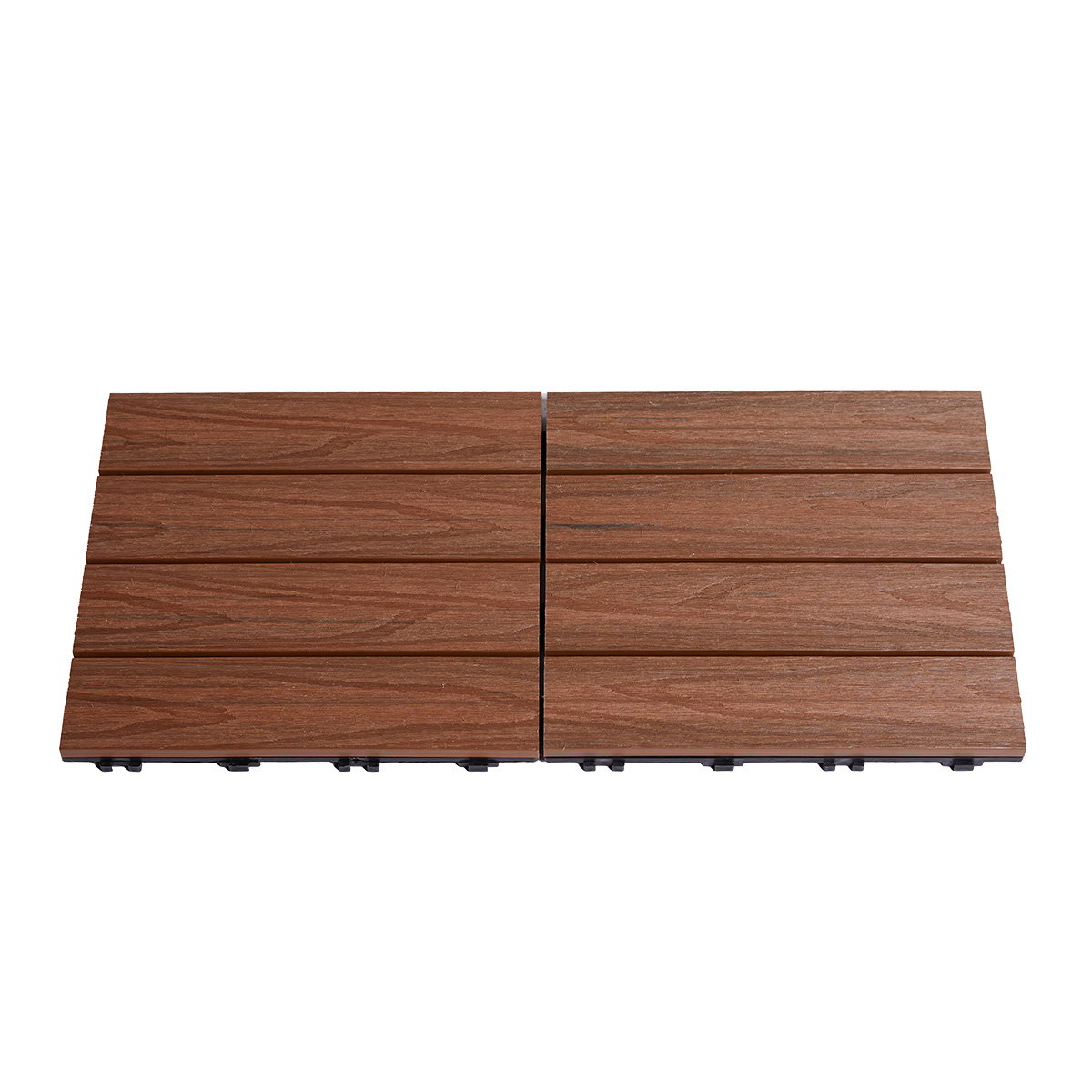 Terrasseflise komposit 30x30 cm 4-pak - teak HORTUS Terrasseflise i komposit 30 x 30 cm, 4-pak i teakfarve fra HORTUS med realistisk træstruktur, vejrbestandig, holdbar og nem at montere til terrasse og altan