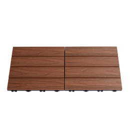 Terrasseflise komposit 30x30 cm 4-pak - teak HORTUS Terrasseflise i komposit 30 x 30 cm, 4-pak i teakfarve fra HORTUS med realistisk træstruktur, vejrbestandig, holdbar og nem at montere til terrasse og altan