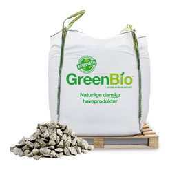 Stor GreenBio bigbag med granitskærver på palle