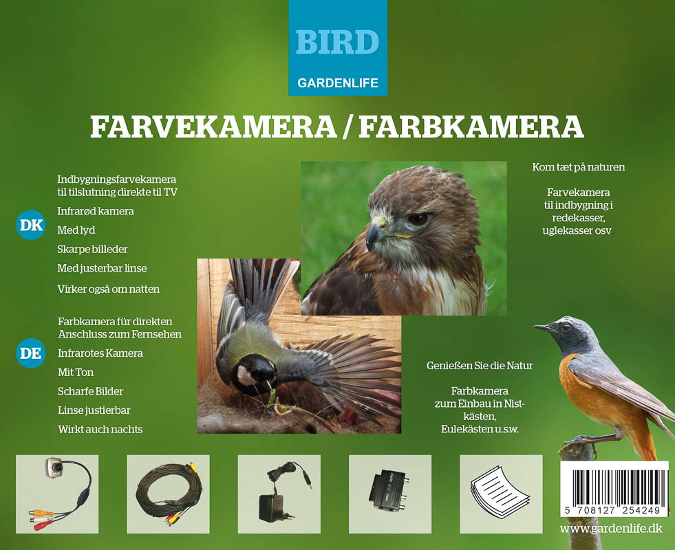 Farvekamera til indbygning i redekasser fra BIRD Gardenlife