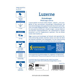 Lucerne frø 25 m² - Kiepenkerl 'Plato' | flerårig lucerne til have og små landbrugsarealer, forbedrer jord og binder kvælstof Produktbillede af Lucerne frø 25 m² (Kiepenkerl, sort 'Plato') – flerårig lucerne/grøndæksel, dybe rødder, øger biodiversitet og jordkvalitet
