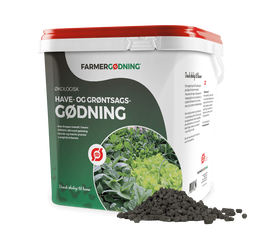 Økologisk have- og grøntsagsgødning 4 kg spand Spand med økologisk have- og grøntsagsgødning pellets