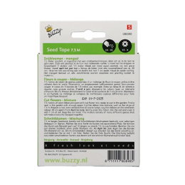 Buzzy Seed Tape 7,5 m med snitblomster Buzzy Seed Tape 7,5 m snitblomsterblanding bagside
