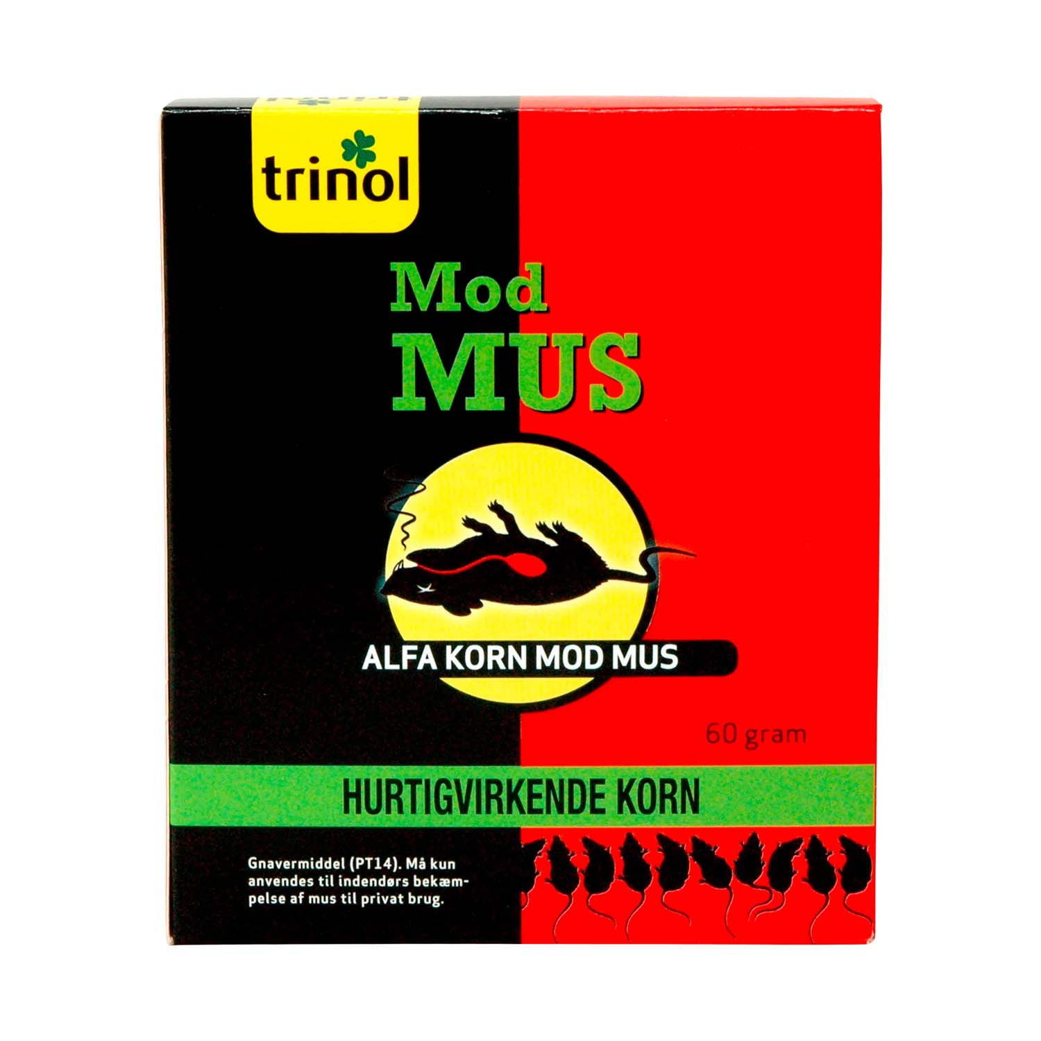 Trinol mod mus, hurtigvirkende korn 60 g Trinol musegift, hurtigvirkende korn 60 gram