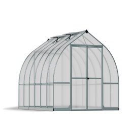 Drivhus Bella 9 m² sølv Palram - Canopia | klokkeformet aluminium med polycarbonat Drivhus Bella 9 m² i sølv fra Palram - Canopia, klokkeformet design med stærk aluminiumramme, dobbeltvæggede UV-beskyttede polycarbonatpaneler og galvaniseret stålbase. Bred indgang og god ventilation.