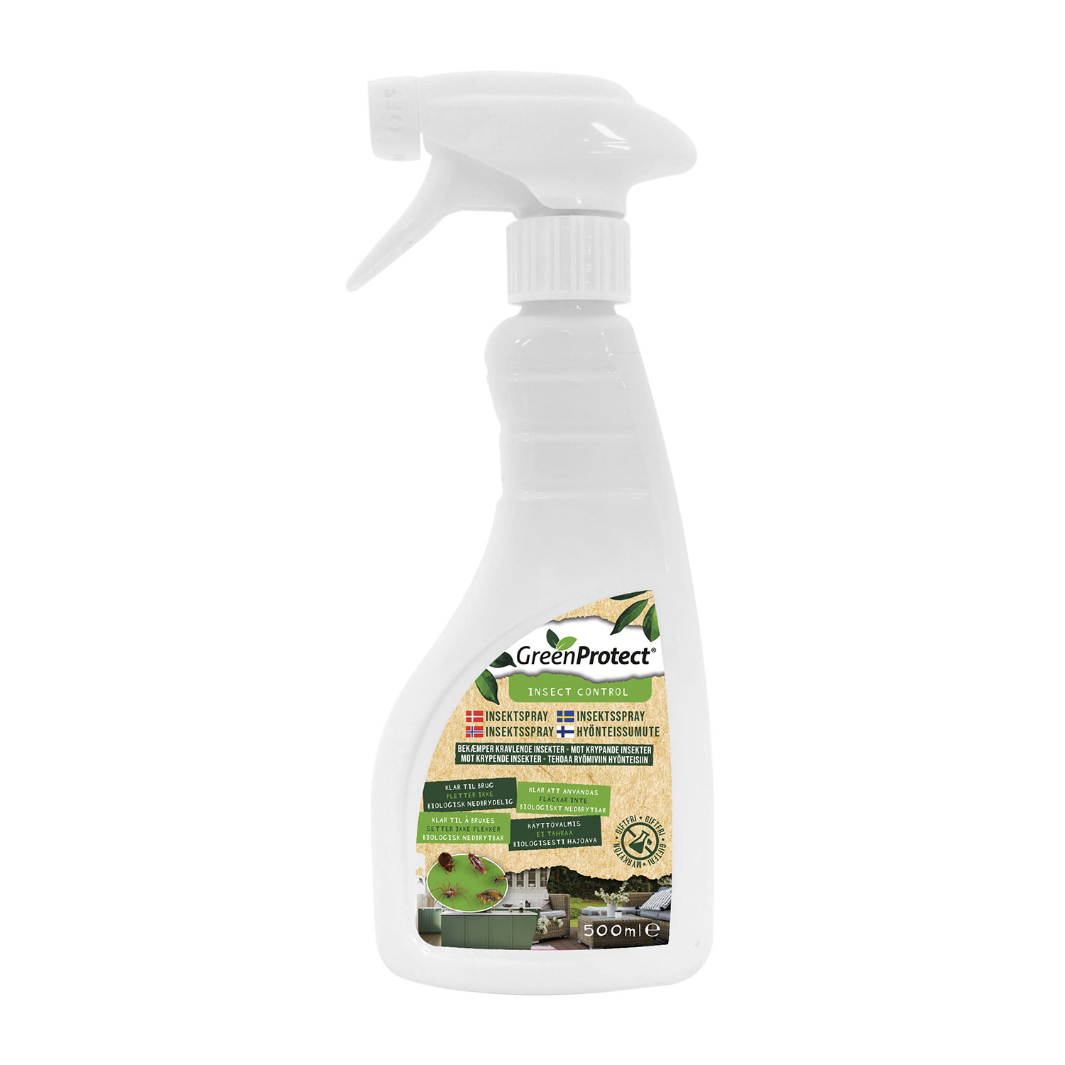 GreenProtect Insektspray 500 ml Effektiv bekæmpelse af kravlende insekter | Insektbekæmpelse | Indendørs brug | Non-Toxic