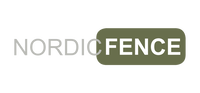 Nordic Fence logo med grønt afrundet rektangel og teksten NORDIC FENCE