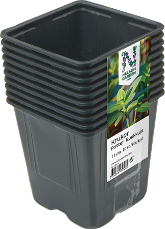 Sorte plastikpotter 11 cm, 10 stk Stablede sorte plastikpotter 11 cm til planter