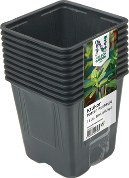 Sorte plastikpotter 11 cm, 10 stk Stablede sorte plastikpotter 11 cm til planter