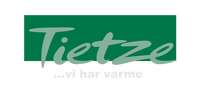 Tietze-logo med teksten '...vi har varme' på grøn baggrund Tietze firmalogo med grøn rektangel i baggrunden og hvidt slogan '...vi har varme'