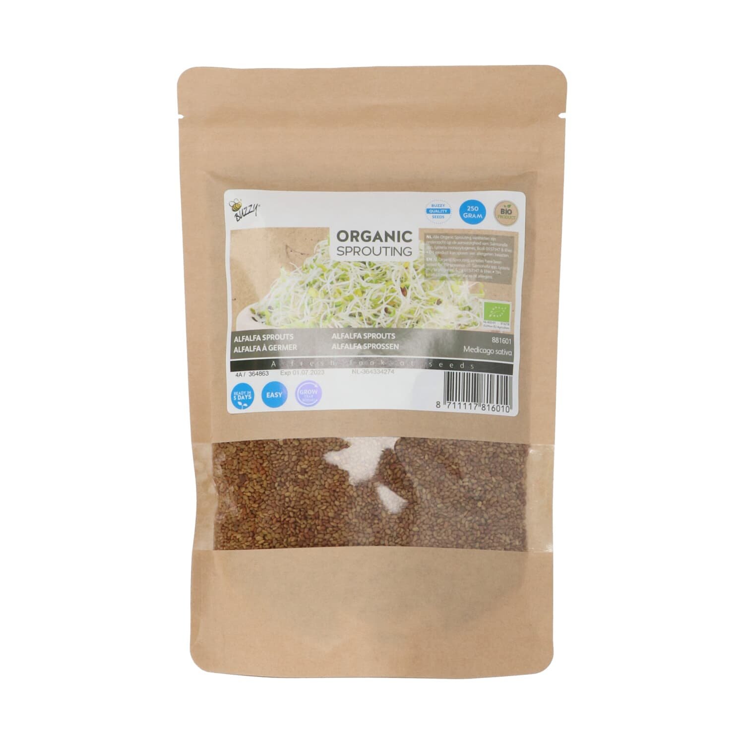 Økologiske lucerne spirer frø 250 g Pose med økologiske lucernefrø til spiring 250 g