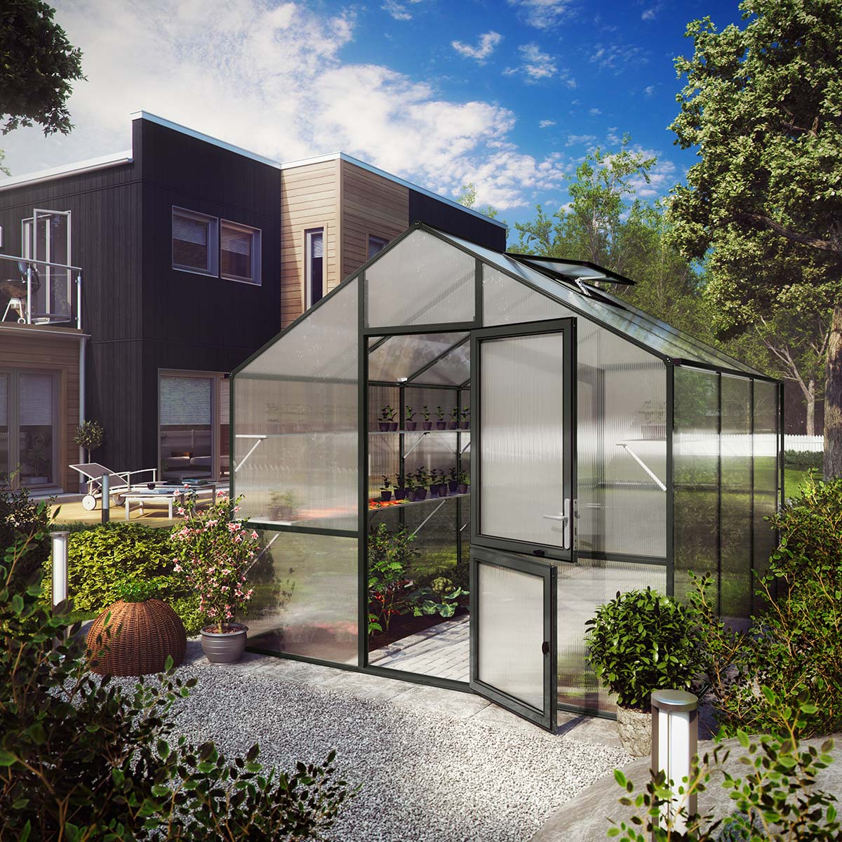 Drivhus - KGT Lilie III, Antracitgrå - 9,59 m2