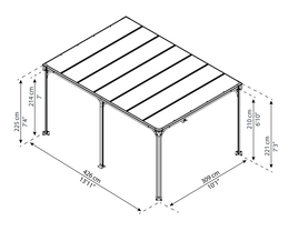 Terrasseoverdækning 426x309 cm, måltegning Måltegning af terrasseoverdækning 426x309 cm