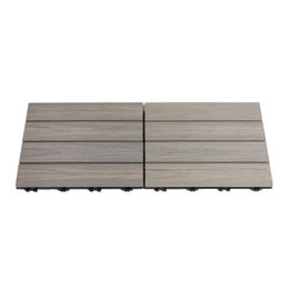Terrasseflise komposit 30x30 cm 4-pak, drivtømmer lysgrå | HORTUS HORTUS komposit terrasseflise 30 x 30 cm 4-pak i lysgrå drivtømmer-look med træstruktur, vejrbestandig og vedligeholdelsesvenlig flise til terrasse, altan eller andre udendørsarealer