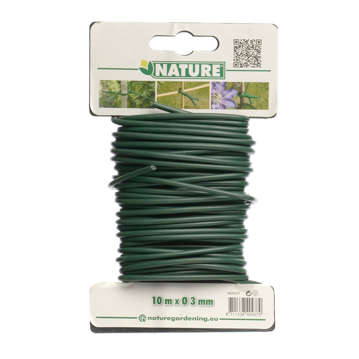Havebindingstråd grøn 10 m x 3 mm Grøn plastbelagt havebindingstråd 10 m x 3 mm