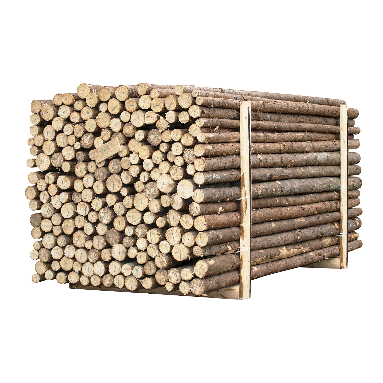 Granrafter med bark, længde 220 cm. ca. Ø4-7 cm.