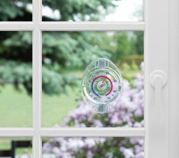 Rund udendørs vinduestermometer med sugekop Rundt termometer på vindue til måling af udetemperatur