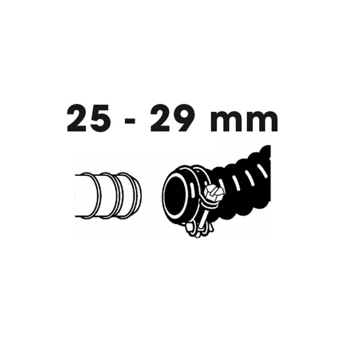 Justérbar slangeklemme til rørdiameter 25-29 mm