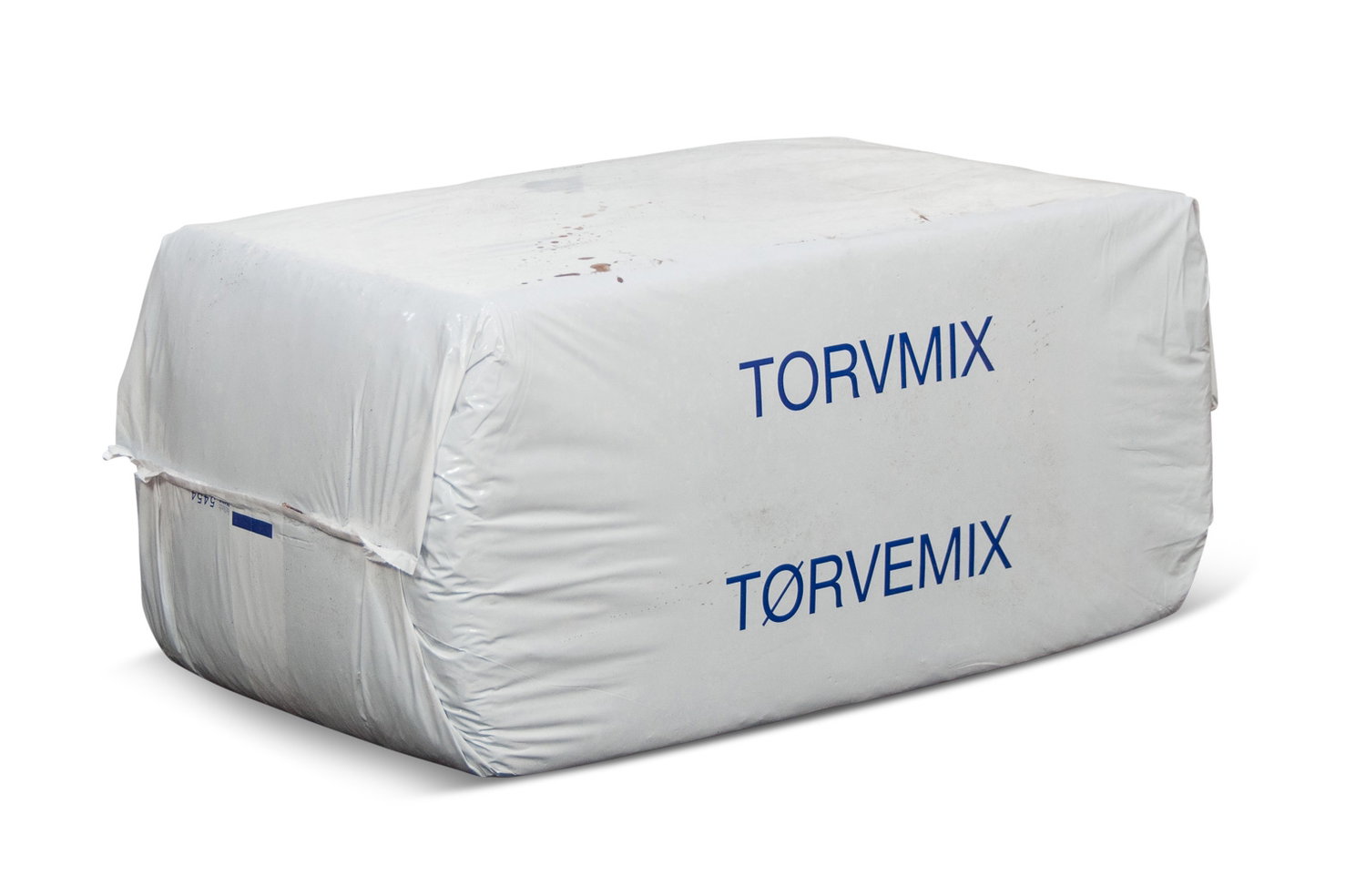Hvid plastindpakket stor balle med tørvemix