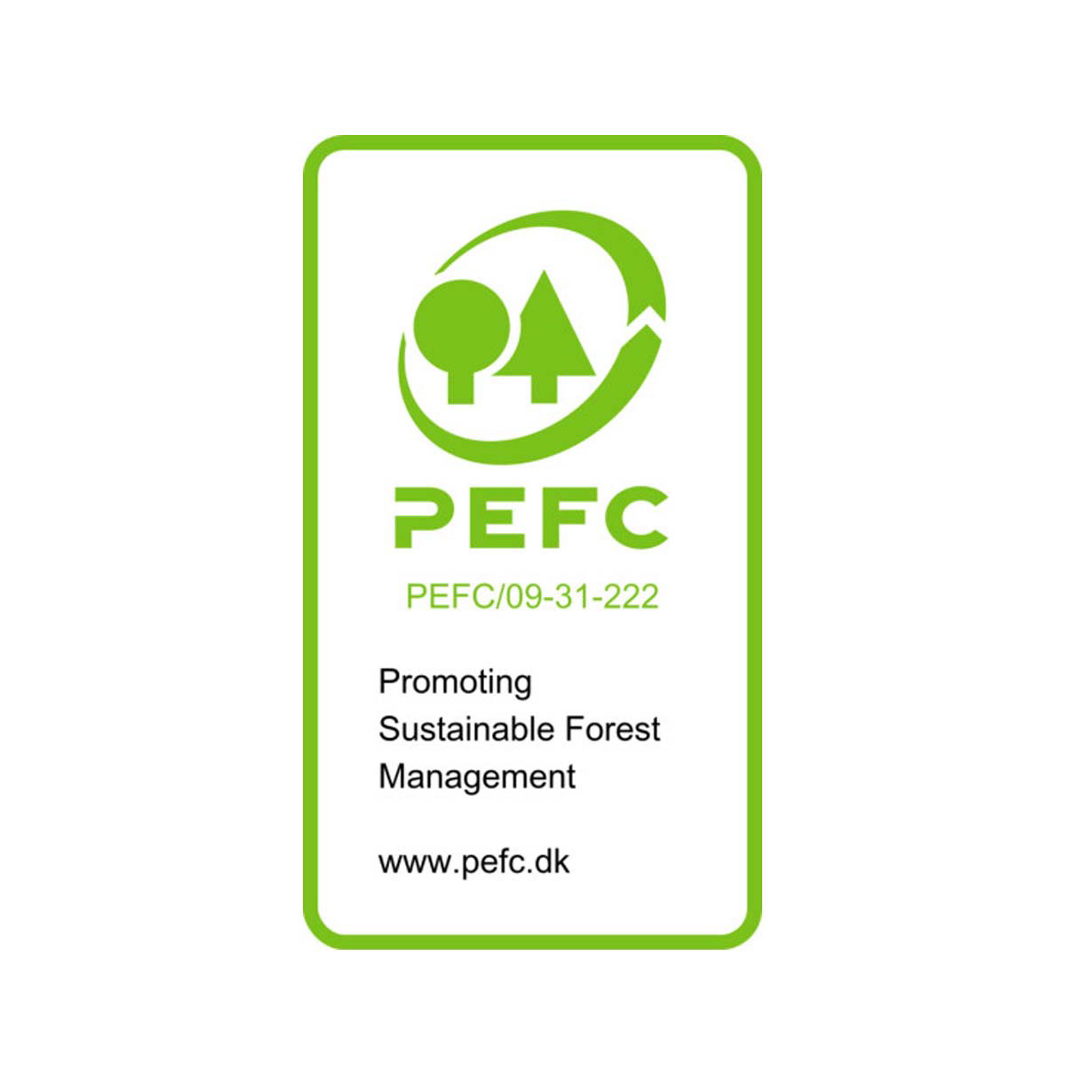 PEFC-logo for bæredygtigt skovbrug