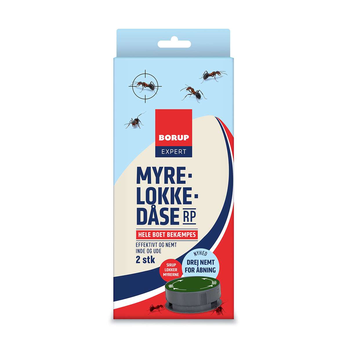 Borup myrelokkedåse RP mod myrer, pakke med 2 stk.