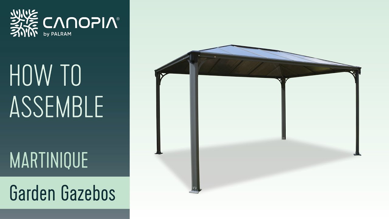 Canopia by Palram Martinique 4300 havepavillon i antracitgrå med bronze glasur på tag, holdbar aluminiumramme og 6 mm dobbeltlagspolycarbonat, beskytter havemøbler mod UV, hagl og sne
