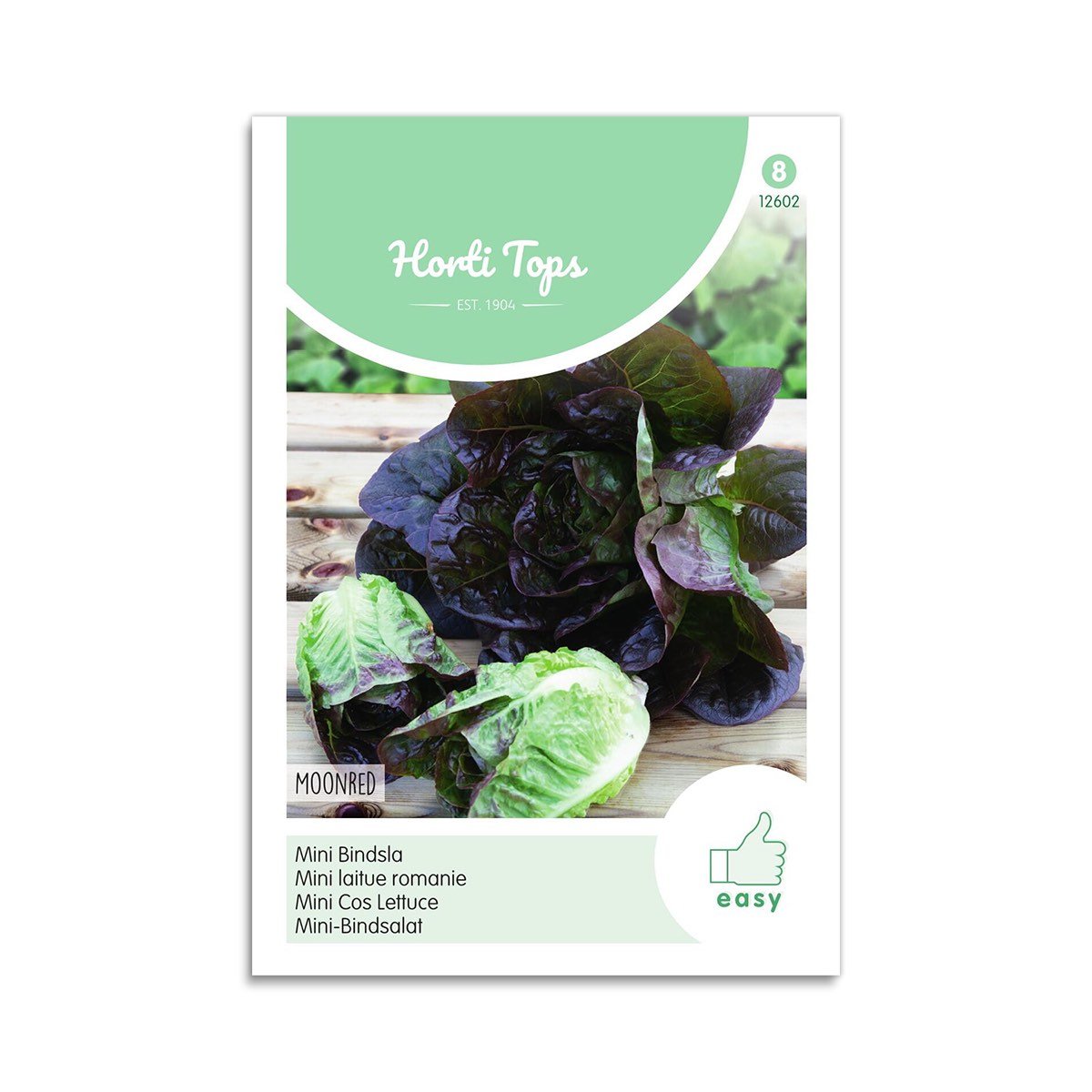 Horti Tops Moonred mini romainesalat frø Frøpose med Horti Tops Moonred mini romainesalat